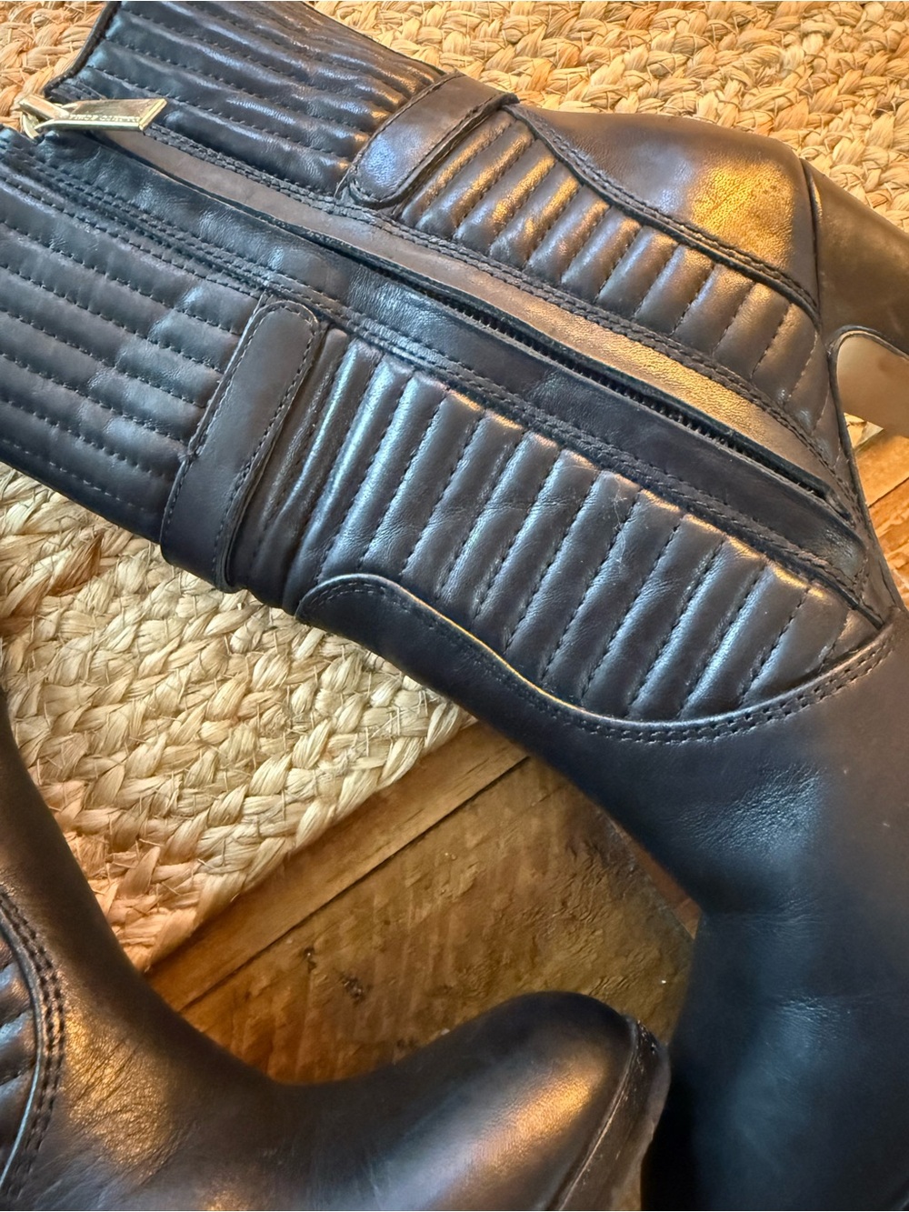 Zara Black Quilted Leather Ankle Boots with Side Zip Detail
